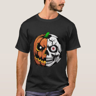 Soccer Byll Pumpkin Skull Halloween Footbyll Playe T-Shirt
