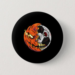 Soccer Byll Pumpkin Skull Halloween Soccer Player  6 Cm Round Badge