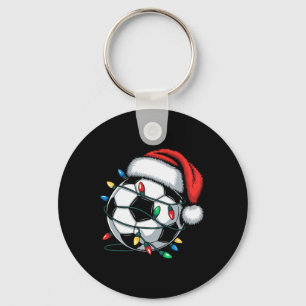 Soccer Byll Santa Hat Christmas Lights Pyjamas Xma Key Ring
