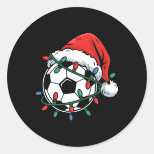 Soccer Byll Santa Hat Xmas Funny Christmas Soccer Classic Round Sticker