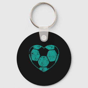 Soccer Byll Teal Heart Mum Fan Parent Vintage Key Ring