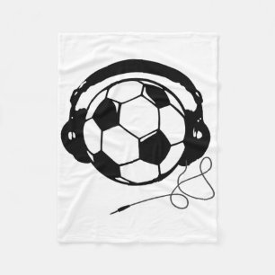 Soccer Byll With Headphones Funny Fleece Blanket
