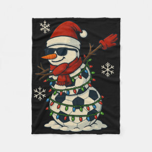 Soccer Bylls Snowman Dabbing Funny Christmas Cute Fleece Blanket