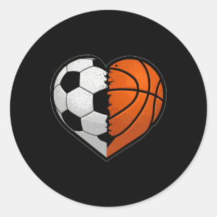Soccer Bysketbyll Byll Heart Sports Lover Valentin Classic Round Sticker