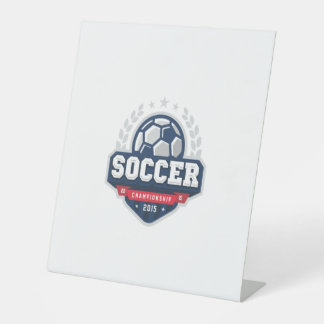 soccer championship pedestal sign