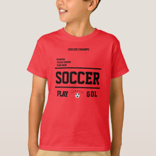 Soccer champs personalised player team kids red T-Shirt