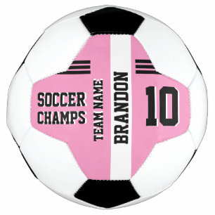 soccer champs pink base personalised sport player soccer ball