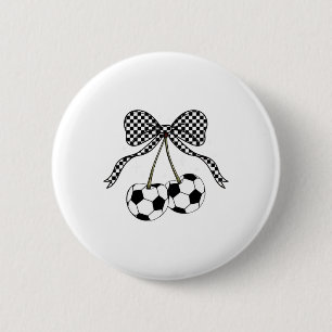 Soccer Cherries Coquette Bow Soccer Cherry Soccer 6 Cm Round Badge