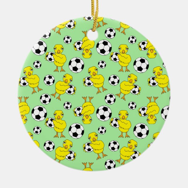 Soccer Chick Pattern Ceramic Ornament (Front)