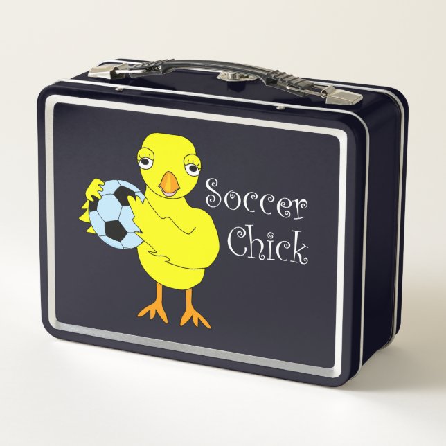 Soccer Chick Pattern  Metal Lunch Box (Back)