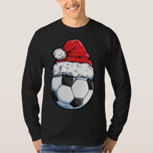 Soccer Christmas Ball Santa Hat Funny Sport Xmas ( T-Shirt