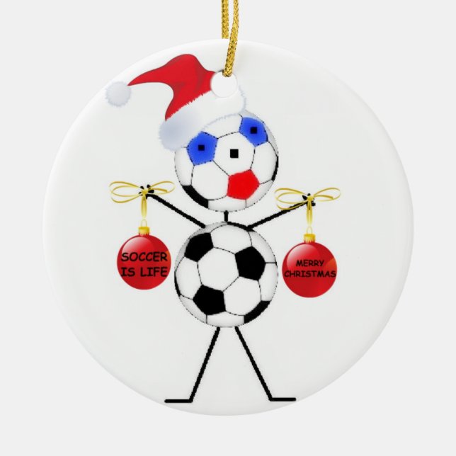 Soccer Christmas Ceramic Tree Decoration (Front)