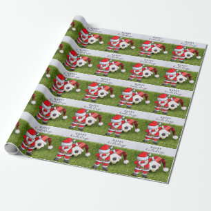 Soccer Christmas football Santa Dabbing Holidays Wrapping Paper