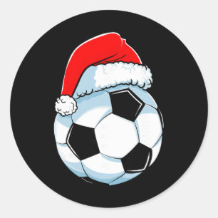 Soccer Christmas Funny Santa Hat Byll Sports Men K Classic Round Sticker