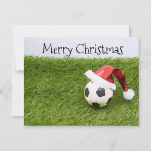 Soccer Christmas Holiday Card with football Santa