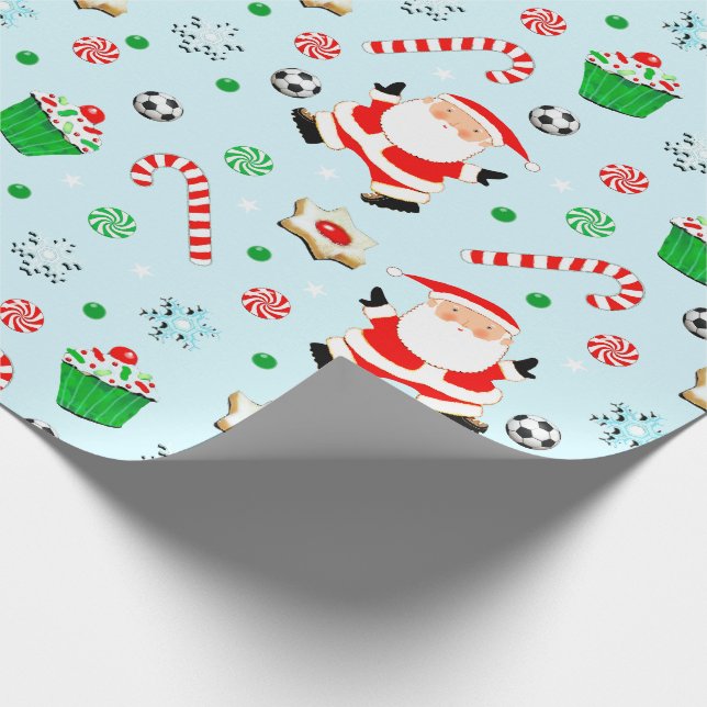 Soccer Christmas Holiday Gift Wrapping Paper (Corner)