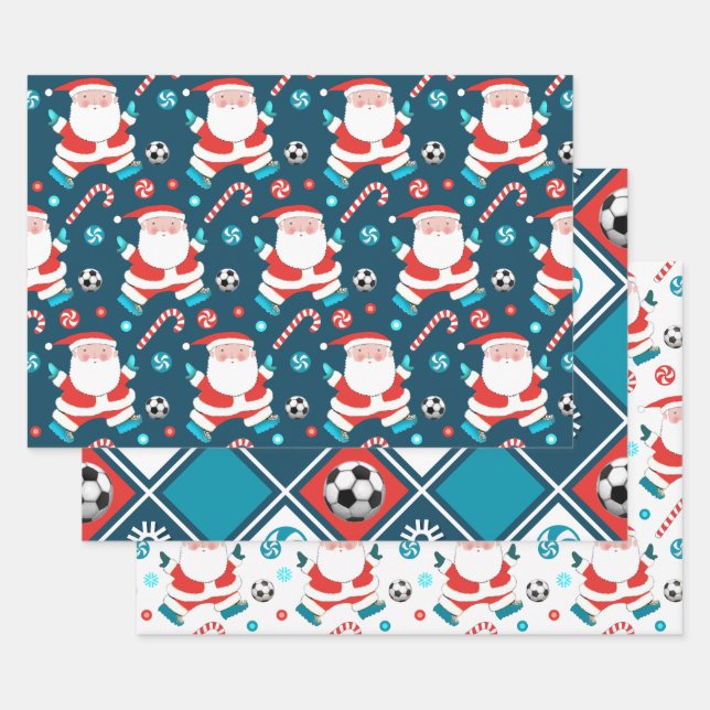 Soccer Christmas Holiday Gift Wrapping Paper (Set)