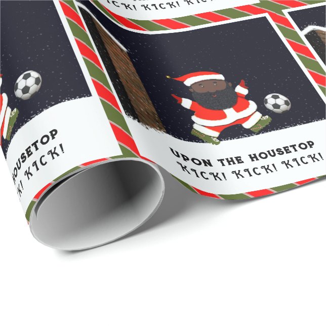 Soccer Christmas Holiday Gift Wrapping Paper (Roll Corner)