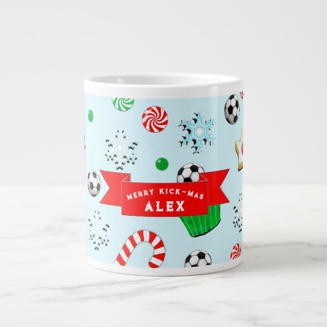 Soccer Christmas Holiday Large Coffee Mug (Front)
