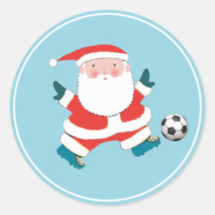 Soccer Christmas Holiday Santa Classic Round Sticker