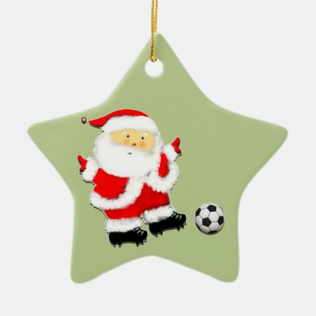 Soccer Christmas Keepsake Ceramic Ornament (Front)