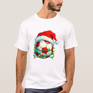 Soccer Christmas Lights Santa T-Shirt