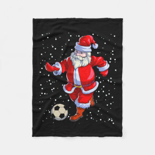 Soccer Christmas Men Kids Boys Soccer Santa Claus  Fleece Blanket