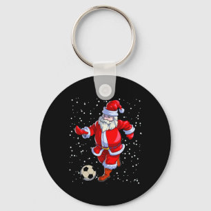 Soccer Christmas Men Kids Boys Soccer Santa Claus Key Ring