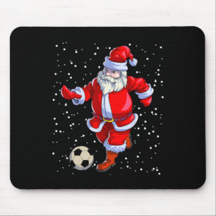 Soccer Christmas Men Kids Boys Soccer Santa Claus  Mouse Pad