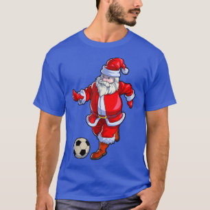 Soccer Christmas  Men Kids Boys Soccer Santa Claus T-Shirt