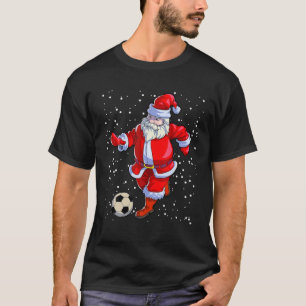 Soccer Christmas Men Kids Boys Soccer Santa Claus T-Shirt