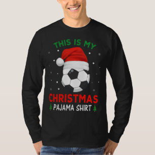 Soccer Christmas Pajama Santa Hat T-Shirt