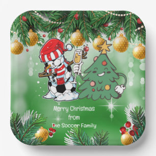 Soccer Christmas Party Paper Plate