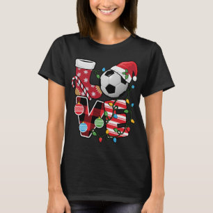 Soccer Christmas Pyjamas Fun Red Plaid Santa Hat S T-Shirt