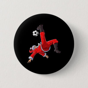 Soccer Christmas Santa Bicycle Kick Xmas Boys Men  6 Cm Round Badge