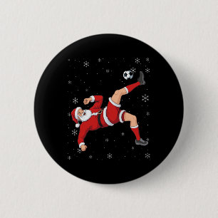Soccer Christmas Santa Bicycle Kick Xmas Boys Men 6 Cm Round Badge