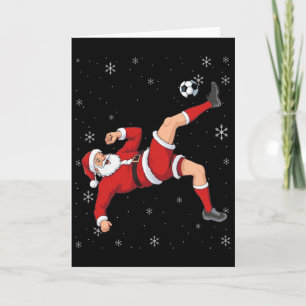 Soccer Christmas Santa Bicycle Kick Xmas Boys Men Card