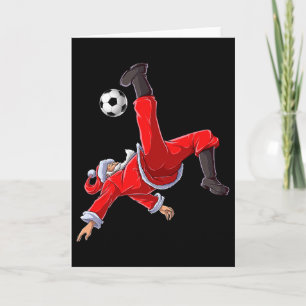 Soccer Christmas Santa Bicycle Kick Xmas Boys Men  Card