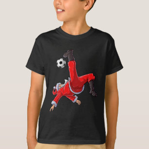 Soccer Christmas Santa Bicycle Kick Xmas Boys Men T-Shirt