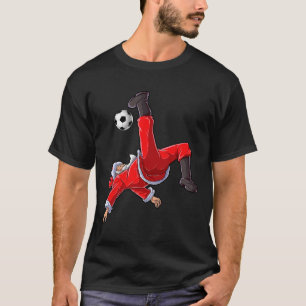 Soccer Christmas Santa Bicycle Kick Xmas Boys Men  T-Shirt
