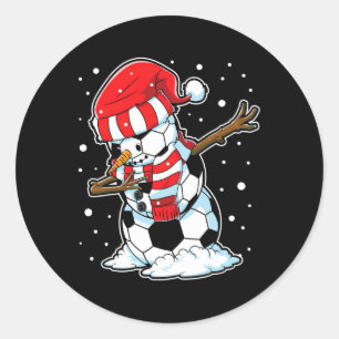 Soccer Christmas Snowman Dabbing Byll Santa Boys G Classic Round Sticker