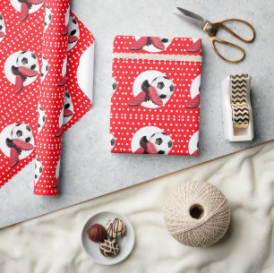 Soccer Christmas themed for Player with ball  Wrapping Paper