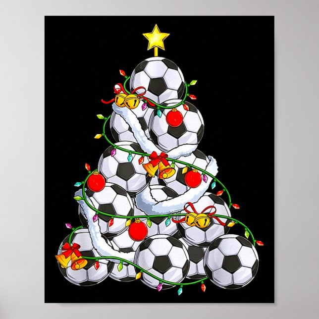 Soccer Christmas Tree Ball Santa Hat Funny Xmas So Poster (Front)