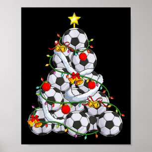 Soccer Christmas Tree Byll Santa Hat Funny Xmas So Poster