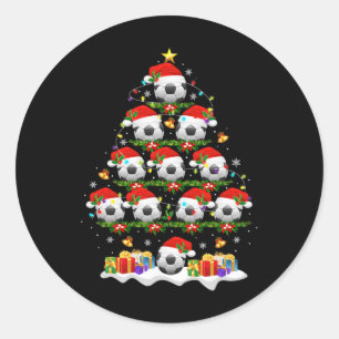 Soccer Christmas Tree Lights Funny Xmas Boys Socce Classic Round Sticker