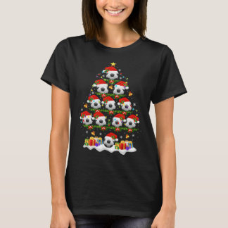 Soccer Christmas Tree Lights Funny Xmas Boys Socce T-Shirt