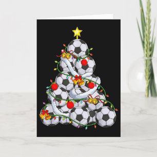 Soccer Christmas Tree Ll Santa Hat Funny Xmas Socc Card