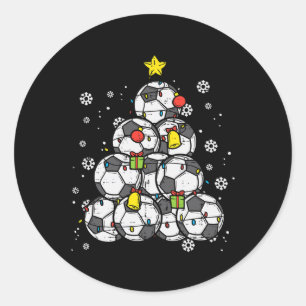 Soccer Christmas Tree Xmas Player Boys Girls Men W Classic Round Sticker