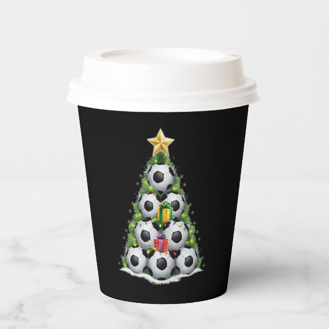 Soccer Christmas Tree Xmas Player Boys  Paper Cups (Front)