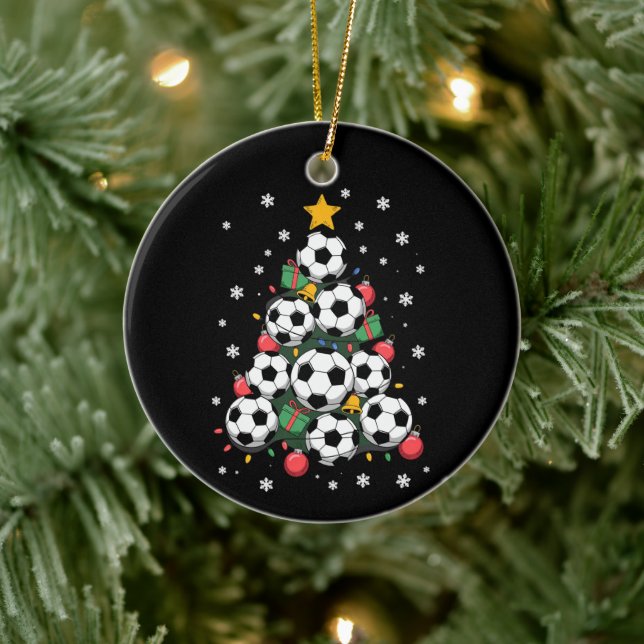 Soccer Christmas Tree Xmas Player Sports Lover Ceramic Ornament (Tree)